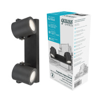 Светильник садово-парковый Gauss Sonata настенный архитектурный 2*GU10, 2*35W, 280*90*130мм, 170-240V / 50Hz, IP 54 (1/12)