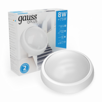 Светильник ЖКХ Gauss ECO 2.0 круг 8W 680lm 6500K 160-260V IP54 D175*76мм белый 1/12 Светильник ЖКХ Gauss ECO 2.0 круг 8W 680lm 6500K 160-260V IP54 D175*76мм белый 1/12