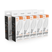 Лампа Gauss Basic Filament Свеча 4,5W 380lm 2700К Е14 milky LED 1/10/50