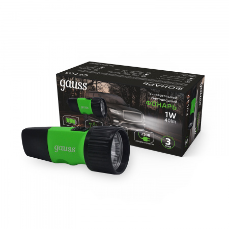 Фонарь ручной Gauss модель GFL103 1W 40lm NI-MH 250mAh LED 1/12/72