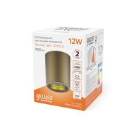 Светильник Gauss Overhead накл цил 12W 900lm 3000K 170-240V IP20 79*100мм кофе золото LED 1/30
