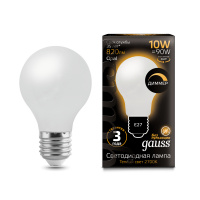 Лампа Gauss Filament А60 10W 820lm 2700К Е27 milky диммируемая LED 1/10/40