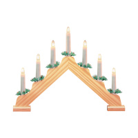 Светильник светодиодный "Новогодняя горка" Gauss серия Holiday, 7 LED свечей, 0,1W*7, тёплый свет, дерево, новогодний декор, батарейки в комплекте, 1/12