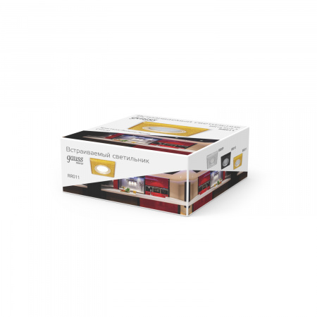 Светильник Gauss Mirror RR011 Квадрат. Кристал золото/Золото, Gu5.3 1/50