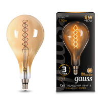 Лампа Gauss Filament А160 8W 620lm 2400К Е27 golden flexible LED 1/6 Лампа Gauss Filament А160 8W 620lm 2400К Е27 golden flexible LED 1/6