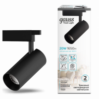 Светильник трековый Gauss цилиндр 20W 1650lm 4000K 180-240V IP20 65*210мм черный угол 24º LED 1/40