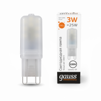 Лампа Gauss Elementary G9 AC220-240V 3W 240lm 3000K пластик LED 1/10/200