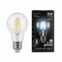 Лампа Gauss Filament А60 8W 780lm 4100К Е27 LED 1/10/40 Лампа Gauss Filament А60 8W 780lm 4100К Е27 LED 1/10/40