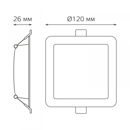 Светильник Gauss Basic Downlight квадрат 9W 720lm 4000K 170-260V IP20 120*26 белый LED 1/100