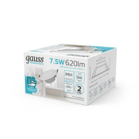 Светильник Gauss Elementary Downlight круг 7,5W 620lm 4000K 185-250V IP54 95*45 белый LED 1/40