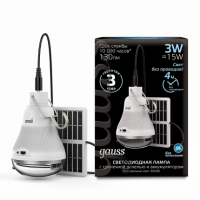 Лампа Gauss A60 3W 130lm 4000K E27 с солнечной панелью LED 1/40