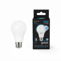 Лампа Gauss A60 10W 920lm 6500K Е27 шаг. диммирование LED 1/10/50