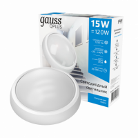 Св-к светодиодный Gauss IP54 D175*76 15W 1250lm 6500K Qplus круглый 1/30