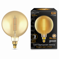 Лампа Gauss Filament G200 6W 890lm 2700К Е27 golden straight LED 1/6