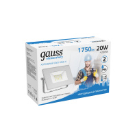 Прожектор Gauss Elementary 20W 1750lm 6500K 200-240V IP65 белый LED 1/20 Прожектор Gauss Elementary 20W 1750lm 6500K 200-240V IP65 белый LED 1/20