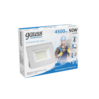 Прожектор Gauss Elementary 50W 4500lm 6500K 200-240V IP65 белый LED 1/10 Прожектор Gauss Elementary 50W 4500lm 6500K 200-240V IP65 белый LED 1/10