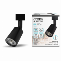 Светильник трековый Gauss цилиндр 8W 600lm 4000K 180-220V IP20 59*164мм черный линза 50º LED 1/50
