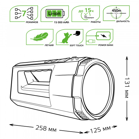 Фонарь прожекторный Gauss модель GFL702 17W 900lm Li-ion 10000mAh диммируемый LED 1/12