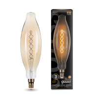 Лампа Gauss Filament BT120 8W 620lm 2400К Е27 golden flexible LED 1/10 Лампа Gauss Filament BT120 8W 620lm 2400К Е27 golden flexible LED 1/10