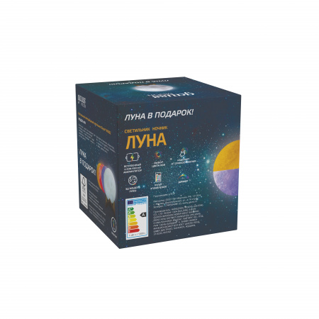Светильник настольный Gauss NN002 3D Луна 1W RGB 5V Li-ion 450mA D10см белый c пультом LED 1/6/24