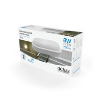 Светильник ЖКХ Gauss Elementary овал 8W 700lm 6500K 160-260V IP65 160*90*46мм белый LED 1/40 Светильник ЖКХ Gauss Elementary овал 8W 700lm 6500K 160-260V IP65 160*90*46мм белый LED 1/40