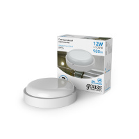 Светильник ЖКХ Gauss Elementary круг 12W 980lm 6500K 160-260V IP65 D140x48 белый LED 1/40 Светильник ЖКХ Gauss Elementary круг 12W 980lm 6500K 160-260V IP65 D140x48 белый LED 1/40