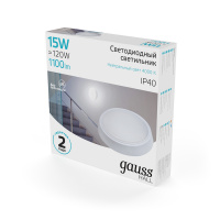 Светильник ЖКХ Gauss HALL круг 15W 1100lm 4000K 200-240V IP40 D155*33мм белый LED 1/40