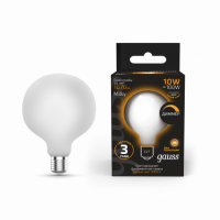 Лампа Gauss Filament G125 10W 1070lm 3000К Е27 milky диммируемая LED 1/20