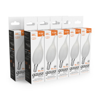 Лампа Gauss Basic Filament Свеча на ветру 6,5W 480lm 2700К Е14 milky LED 1/10/50