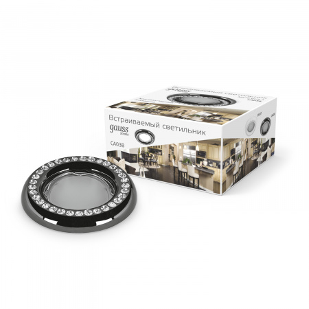 Светильник Gauss Strass CA038 Круг. Кристал/Черный, Gu5.3 1/30