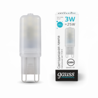 Лампа Gauss Elementary G9 AC220-240V 3W 240lm 4100K пластик LED 1/10/200