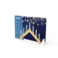 Светильник светодиодный "Новогодняя горка" Gauss серия Holiday, 7 LED свечей, 0,1W*7, тёплый свет, дерево, новогодний декор, батарейки в комплекте, 1/12