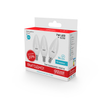 Лампа Gauss Elementary Свеча 7W 470lm 4100K E14 (3 лампы в упаковке) LED 1/40