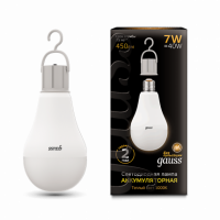 Лампа Gauss A60 7W 450lm 3000K E27 с Li-Ion аккумулятором LED 1/10/60