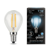Лампа Gauss Filament Шар 11W 750lm 4100К Е14 LED 1/10/50