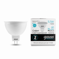 Лампа Gauss Elementary MR16 5.5W 450lm 4100К GU5.3 LED 1/10/100