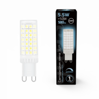 Лампа Gauss G9 AC185-265V 5,5W 550lm 4100K керамика диммируемая LED 1/10/200