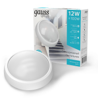 Светильник ЖКХ Gauss ECO 2.0 круг 12W 990lm 4000K 160-260V IP54 D175*76мм белый 1/12 Светильник ЖКХ Gauss ECO 2.0 круг 12W 990lm 4000K 160-260V IP54 D175*76мм белый 1/12