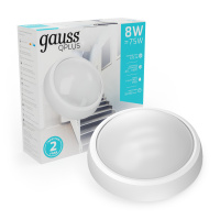 Светильник ЖКХ Gauss ECO 2.0 круг 8W 670lm 4000K 160-260V IP54 D175*76мм белый 1/12 Светильник ЖКХ Gauss ECO 2.0 круг 8W 670lm 4000K 160-260V IP54 D175*76мм белый 1/12