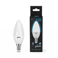 Лампа Gauss Свеча 6.5W 550lm 6500К E14 LED 1/10/100