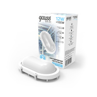 Св-к ЖКХ Gauss SOLID овал 12W 1150lm 4000K 160-260V IP65 175*110*76мм белый антивандальный IK10 1/12