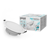 Светильник Gauss Basic Downlight круг 7W 560lm 4000K 185-250V IP54 95*45 белый LED 1/40