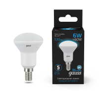 Лампа Gauss R50 6W 530lm 6500K Е14 LED 1/10/100