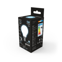 Лампа Gauss Filament Шар 5W 450lm 4100К Е14 milky LED 1/10/50