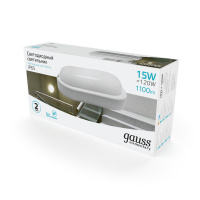 Светильник ЖКХ Gauss Elementary овал 15W 1100lm 4000K 160-260V IP65 200*98*46мм белый LED 1/40 Светильник ЖКХ Gauss Elementary овал 15W 1100lm 4000K 160-260V IP65 200*98*46мм белый LED 1/40