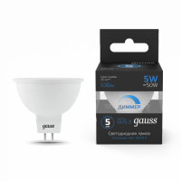 Лампа Gauss MR16 5W 530lm 6500K GU5.3 диммируемая LED 1/10/100