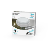 Светильник ЖКХ Gauss Elementary круг 15W 1100lm 4000K 160-260V IP65 D160*53 белый LED 1/40 Светильник ЖКХ Gauss Elementary круг 15W 1100lm 4000K 160-260V IP65 D160*53 белый LED 1/40