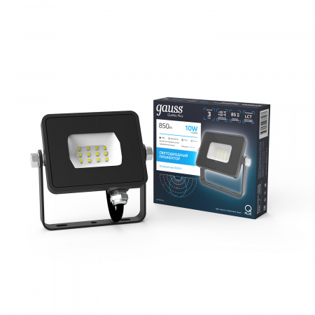 Прожектор Gauss Qplus 10W 850lm 6500K 200-240V IP65 графитовый LED 1/20
