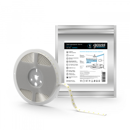 Лента Gauss LED Elementary 2835/60-SMD 4.8W 12V DC синий IP20 (ZIP Bag 5м)