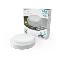 Светильник ЖКХ Gauss Elementary круг 24W 1950lm 4000K 160-260V IP65 D210*52мм белый LED 1/20